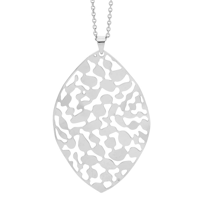 Ellani Stainless Steel 50mm Leaf Pendant