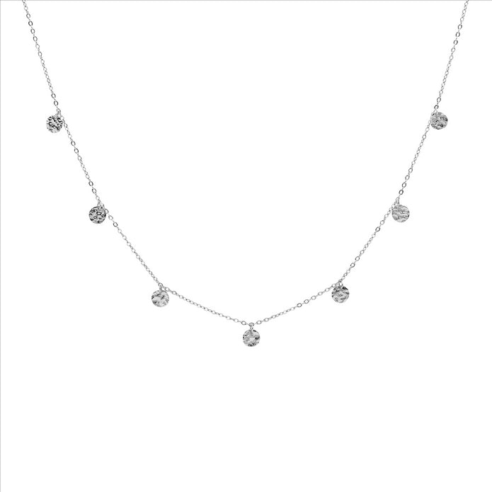 Ellani Stainless Steel 7x Disk Feature Necklace
