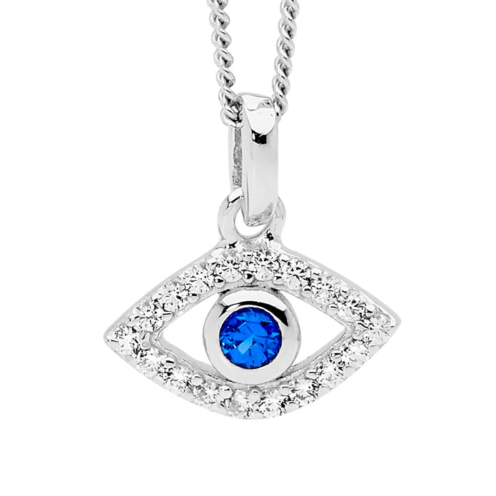 Ellani Sterling Silver Cz Evil Eye Pendant 2