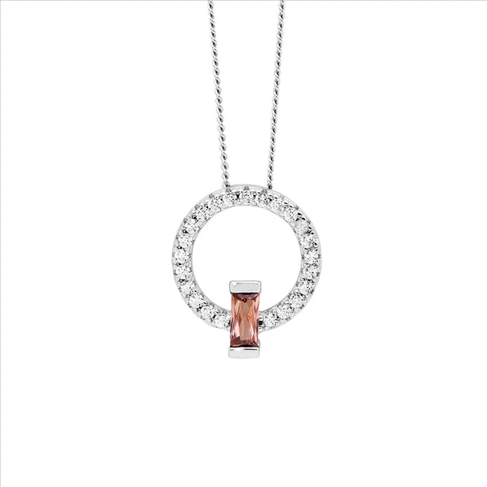 Ellani Sterling Silver 13mm Cz Open Circle Pendant 3