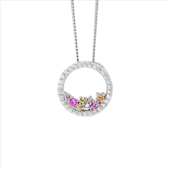 Ellani Sterling Silver 14mm Cz Open Circle Pendant 2