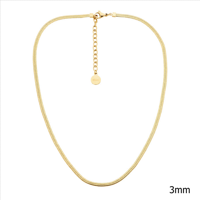 Ellani Sp126g Ellani Stainless Steel Gold Plated 3mm Herringbone Chain 40cm + 5cm.
