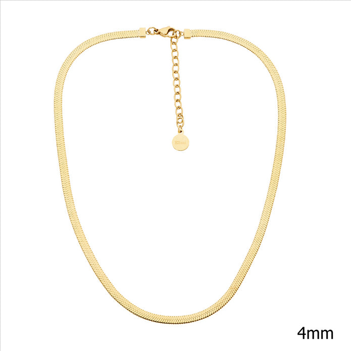 Ellani Sp127g Ellani Stainless Steel Gold Plated 4mm Herringbone Chain 40cm + 5cm.