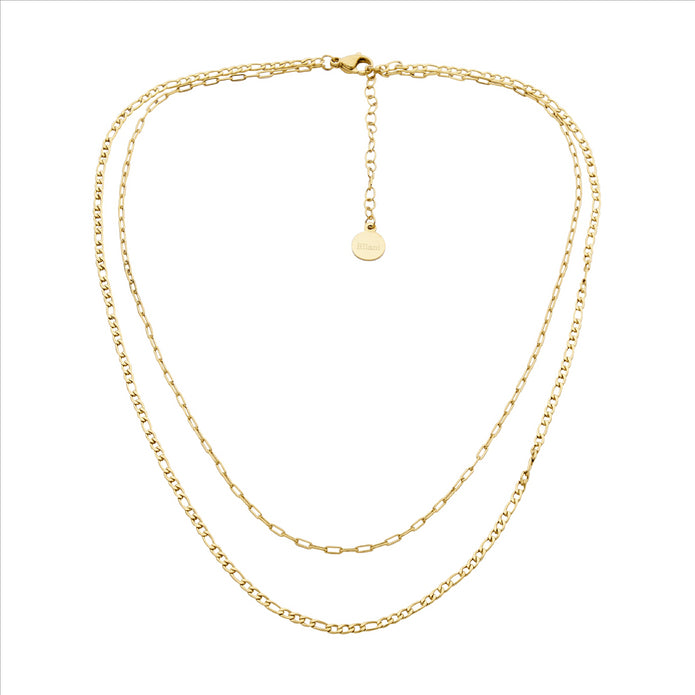 Ellani Stainless Steel Ygp Double Chain Necklace