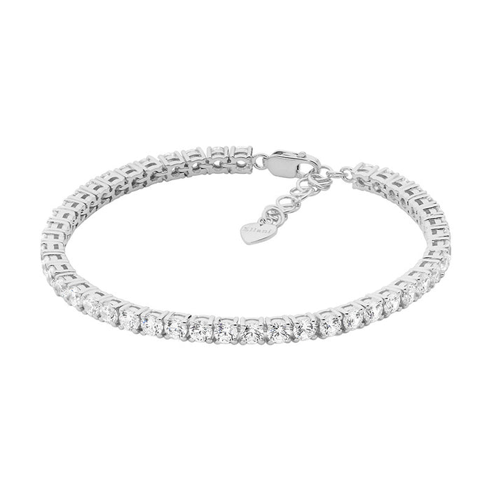 Ellani B220s Ellani Sterling Silver White Cz Tennis Bracelet With An Extension Chain.