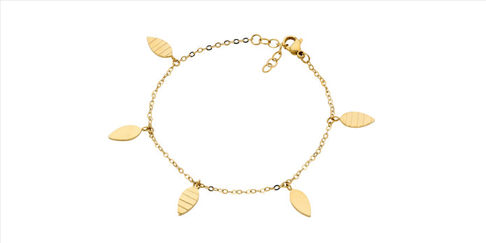Ellani Stainless Steel Gp Leaf Bracelet