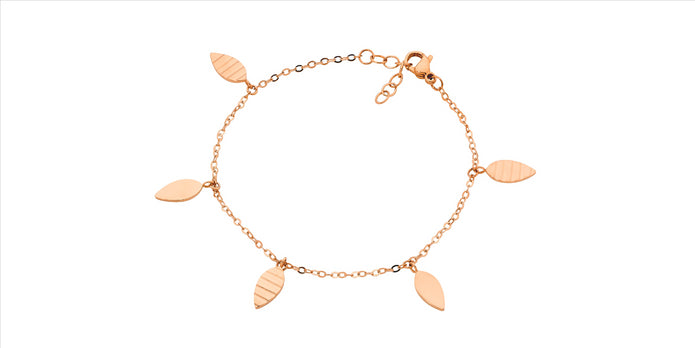 Ellani Stainless Steel Rgp Leaf Bracelet