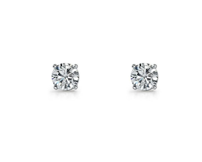 Ellani Sterling Silver 6mm Cz Stud Earrings