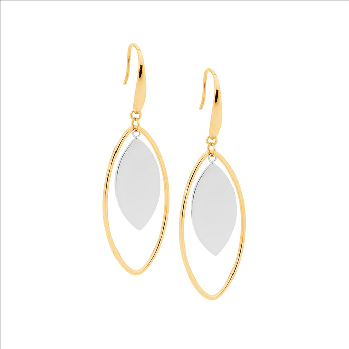 Ellani Stainless Steel Gp Open Tear Drop Earrings
