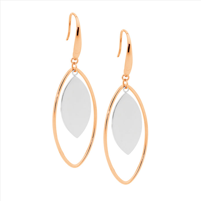 Ellani Stainless Steel Rgp Open Tear Drop Earrings