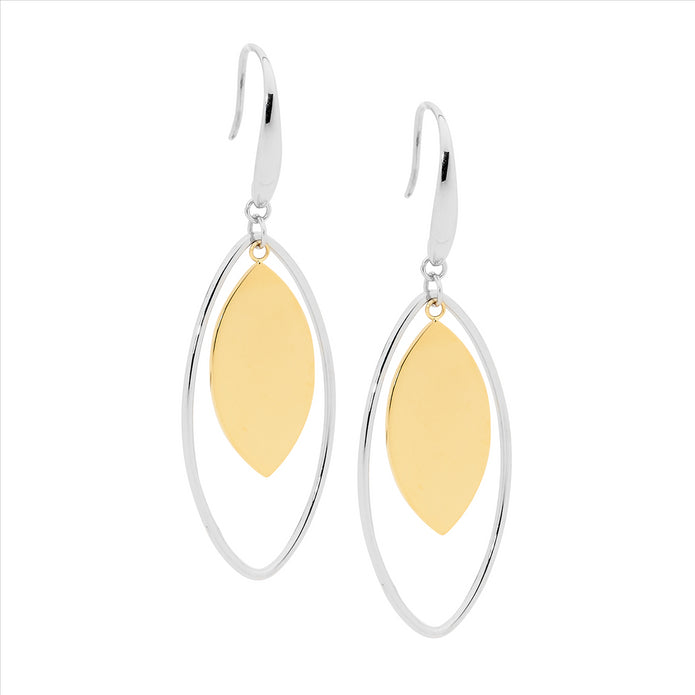 Ellani Stainless Steel Gp Open Tear Drop Earrings 2