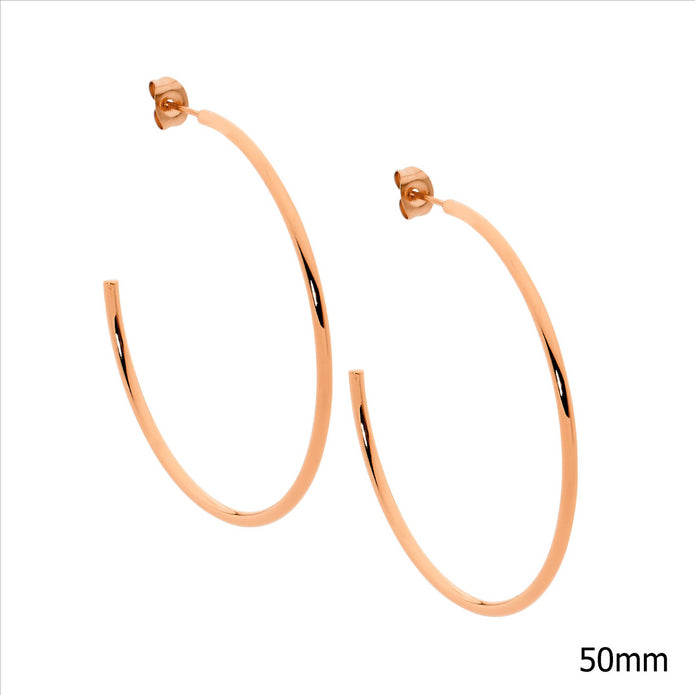 Ellani Stainless Steel Rgp 50mm Hoop Earrings