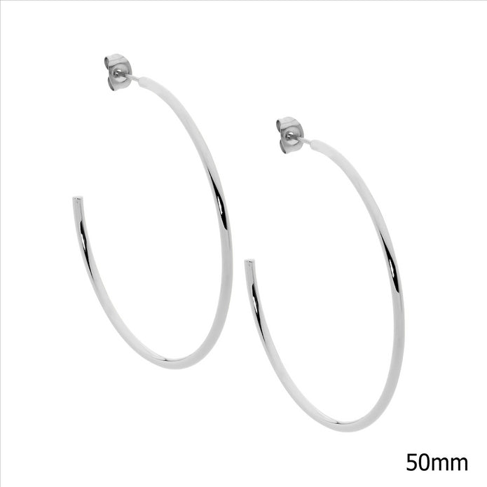 Ellani Stainless Steel 50mm Hoop Earrings