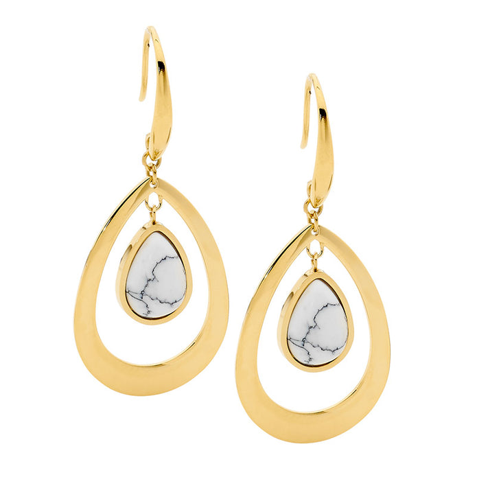 Ellani Stainless Steel Gp Open Tear Drop Earrings 3