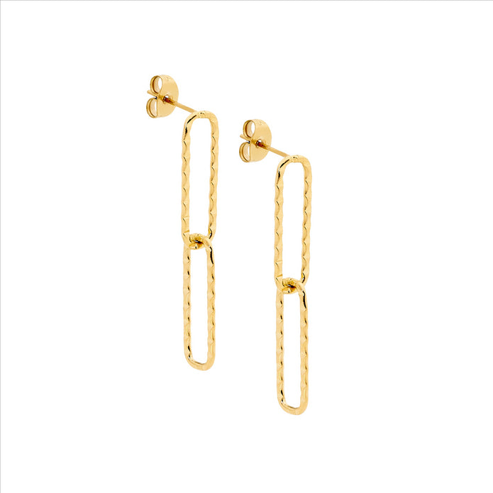 Ellani Stainless Steel Double Open Gp Drop Earrings