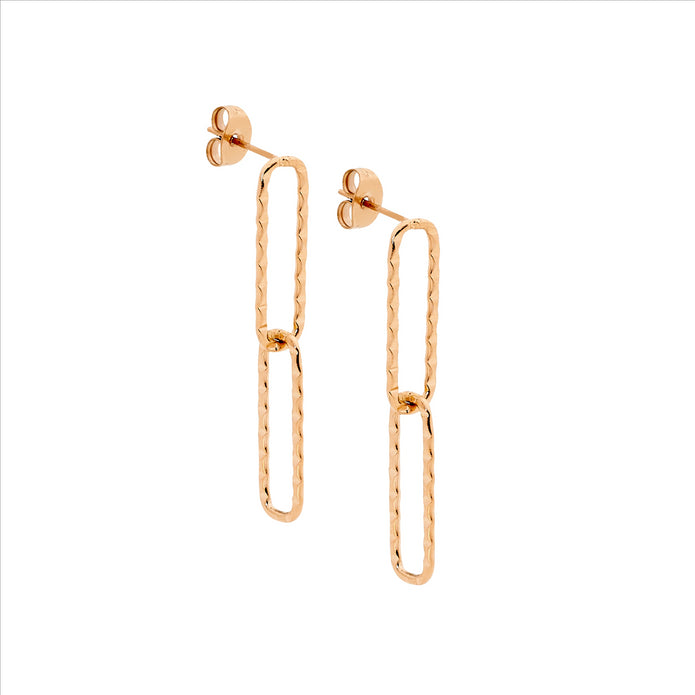 Ellani Stainless Steel Double Open Rgp Drop Earrings