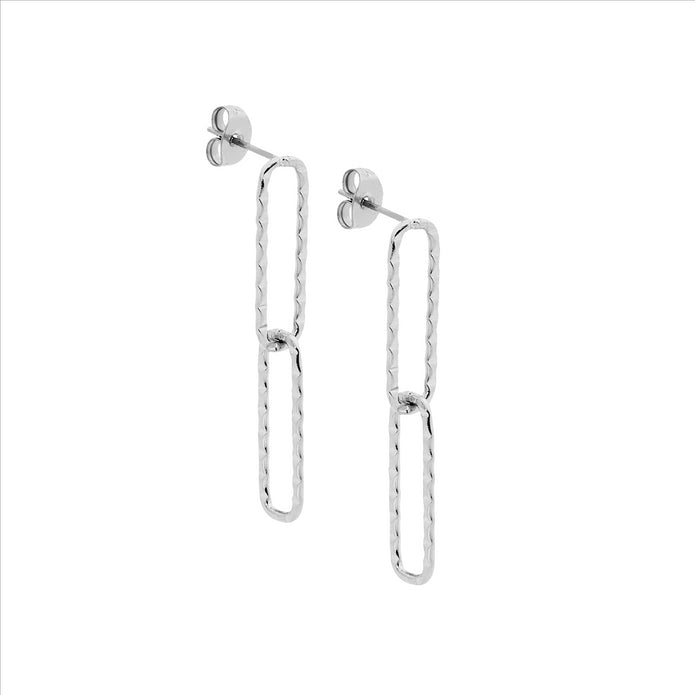 Ellani Stainless Steel Double Open Drop Earrings