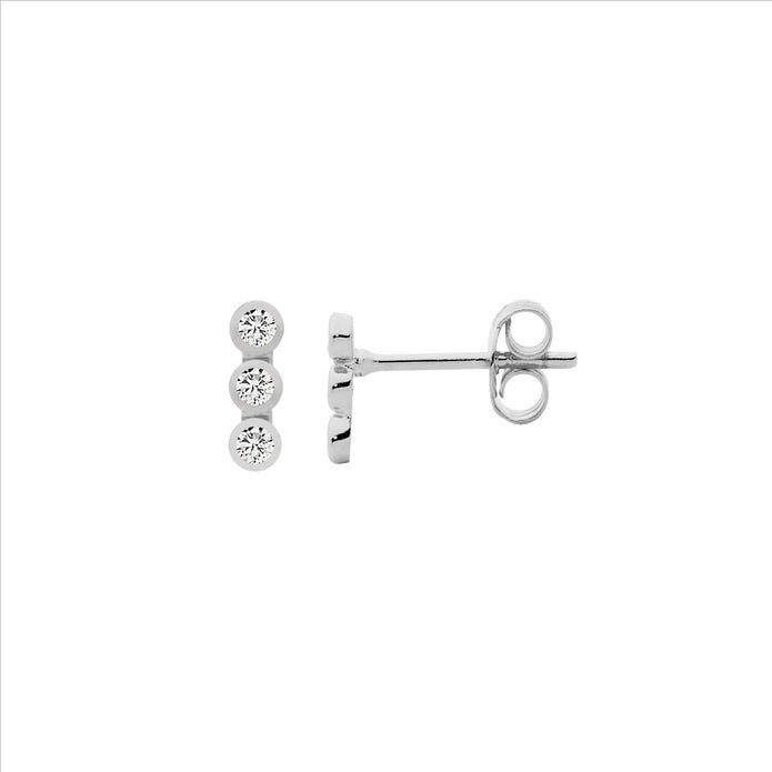 Ellani Sterling Silver Cz Stud Earrings 2