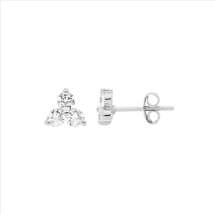 Ellani Sterling Silver Cz Stud Earrings 4