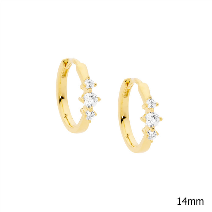Ellani Sterling Silver 14mm Cz Hoop Earrings 2
