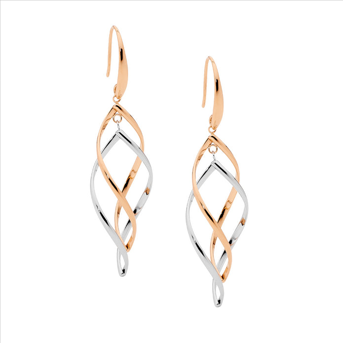 Ellani Stainless Steel Double Twist 2t Earrings