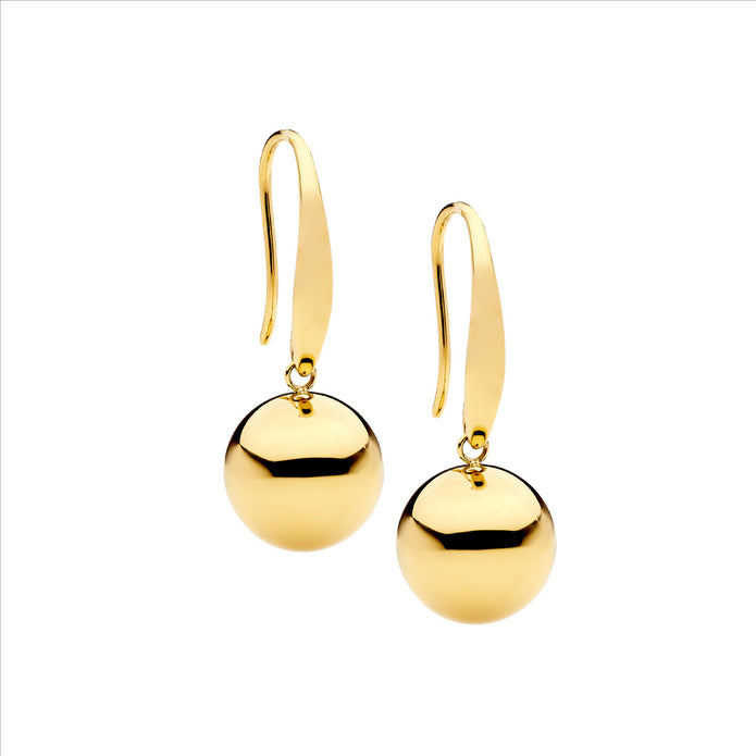 Ellani Stainless Steel Gp Ball Drop Earrings