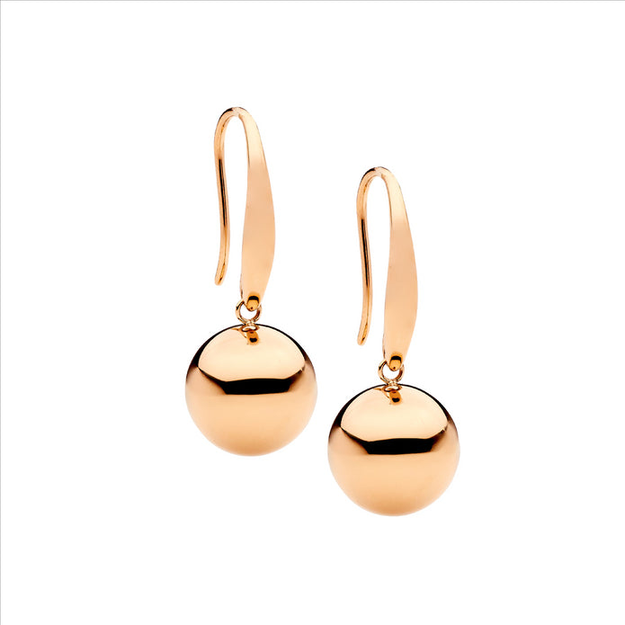 Ellani Stainless Steel Rgp Ball Drop Earrings