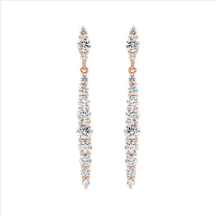 Ellani Sterling Silver Rgp Cz Drop Earrings