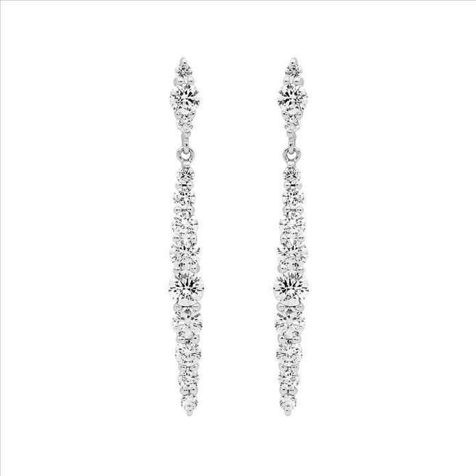 Ellani Sterling Silver Cz Drop Earrings 4