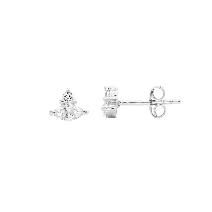 Ellani Sterling Silver Cz Stud Earrings 6