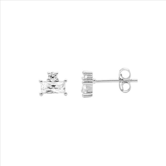 Ellani Sterling Silver Cz Stud Earrings 5