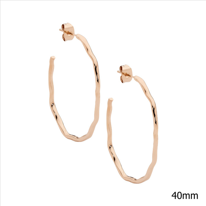 Ellani Stainless Steel Rgp 40mm Wave Hoop Earrings
