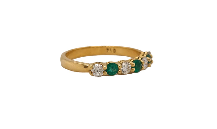 18ct Yellow Gold Emerald & Diamond Ring