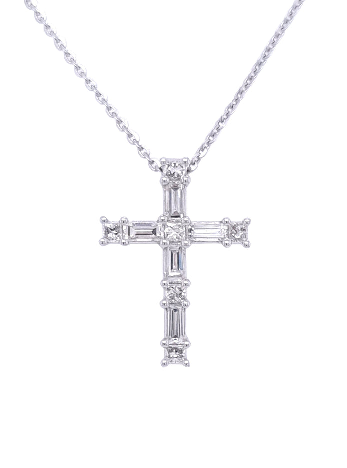 18ct White Gold Diamond Cross Pendant