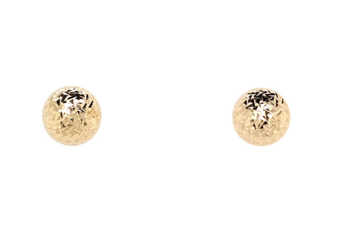 9ct Yellow Gold Diamond Cut Italian Ball Stud Earrings