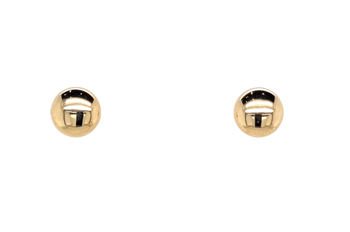 9ct Yellow Gold Shiny Italian Button Stud Earrings