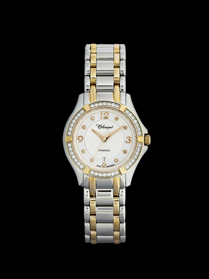 Stainless Steel 30mm YGP Diamond Watch