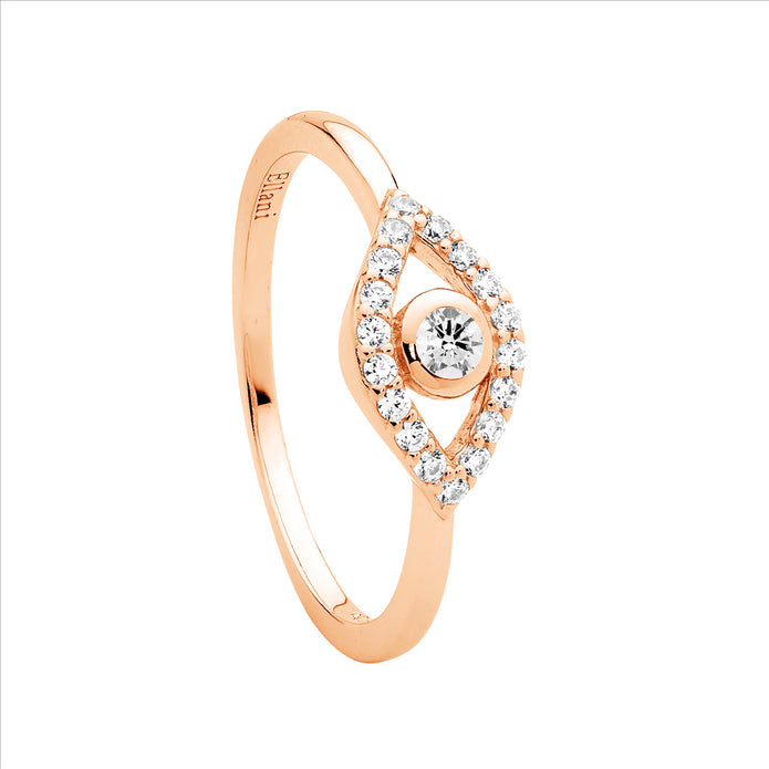 Sterling Silver RGP CZ Evil Eye Ring