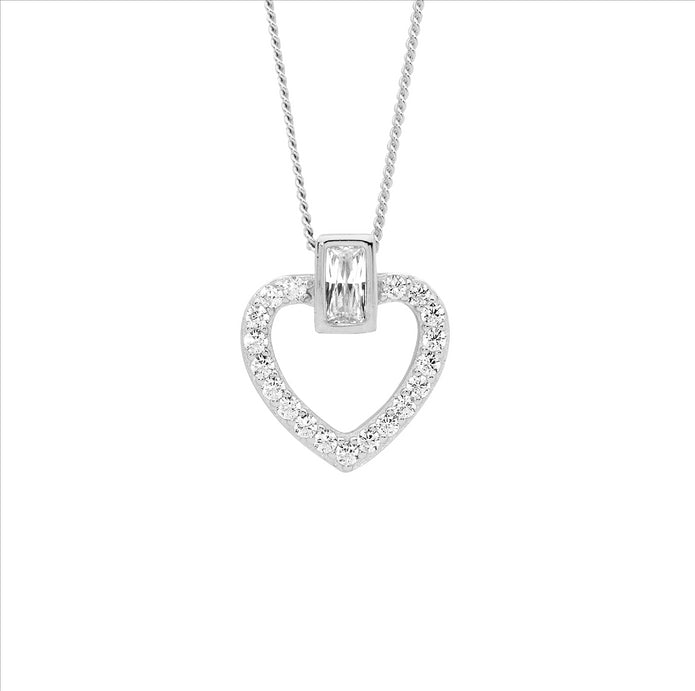 Sterling Silver CZ Heart Pendant