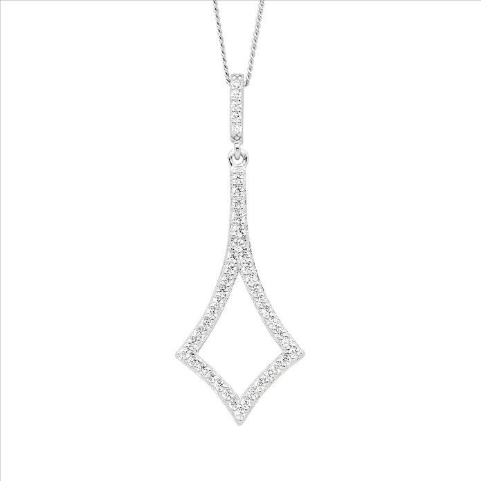 Sterling Silver 40mm CZ Drop Pendant