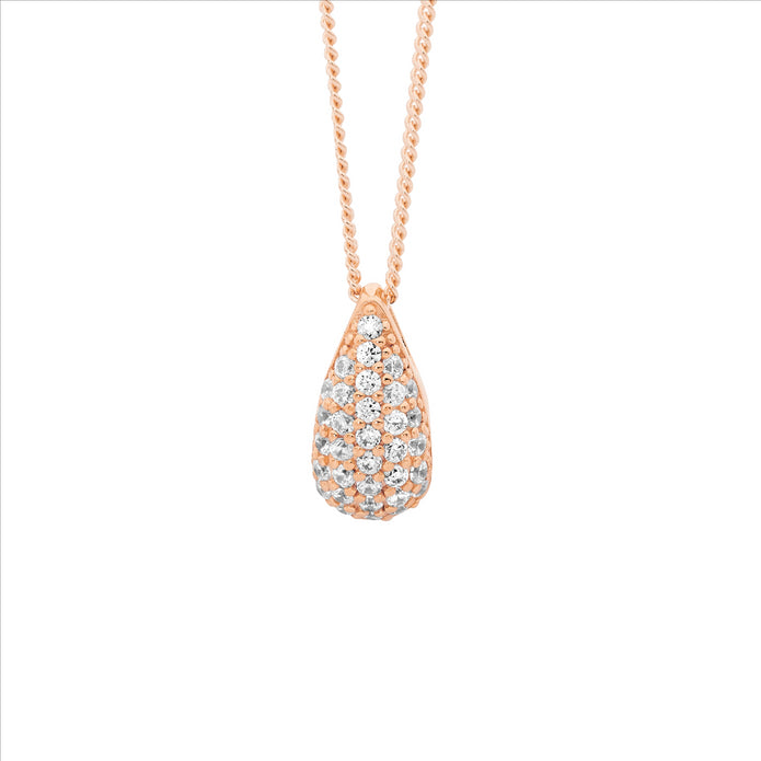 Sterling Silver RGP CZ 12mm Tear Drop Pendant