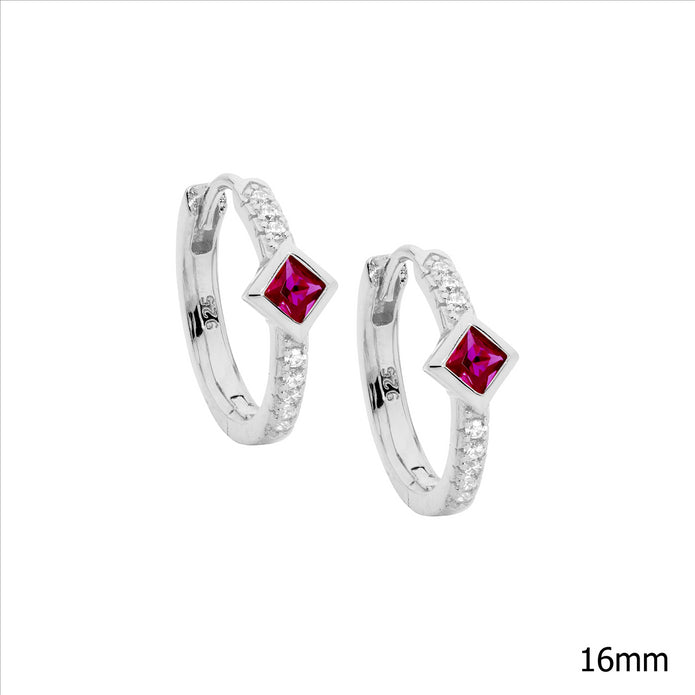 Sterling Silver GP CZ 16mm Hoop Earrings