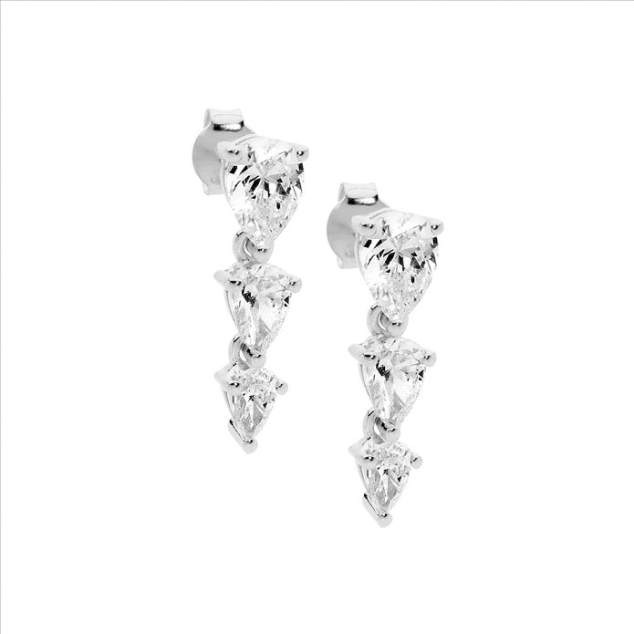 Sterling Silver CZ Drop Earrings