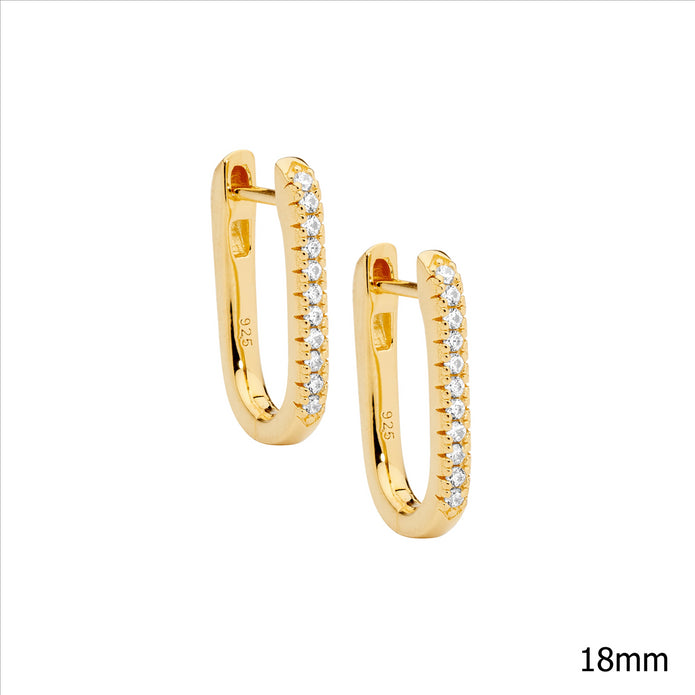 Sterling Silver YGP CZ Hoop Earrings
