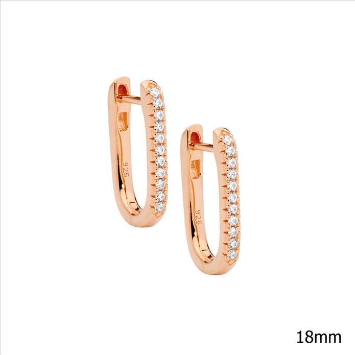 Sterling Silver RGP CZ Hoop Earrings
