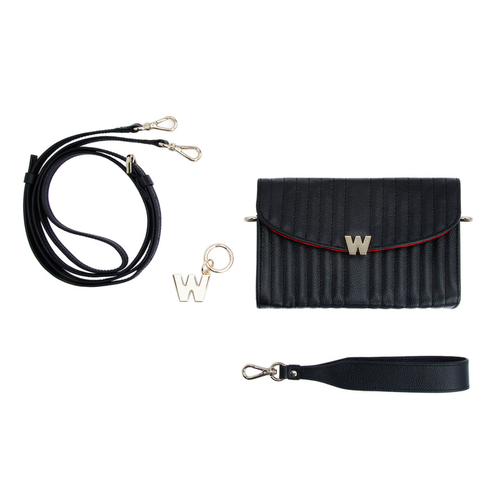 WOLF Mimi Crossbody Bag with Wristlet Black Leather