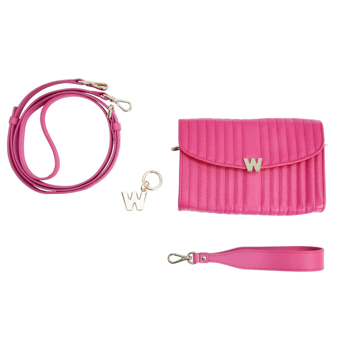 WOLF Mimi Crossbody Bag with Wristlet Pink Leather