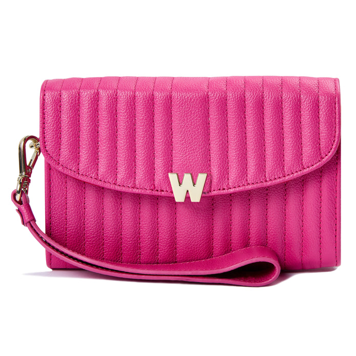 WOLF Mimi Crossbody Bag with Wristlet Pink Leather