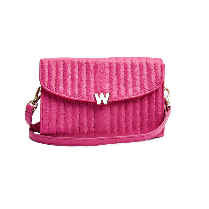 WOLF Mimi Crossbody Bag with Wristlet Pink Leather