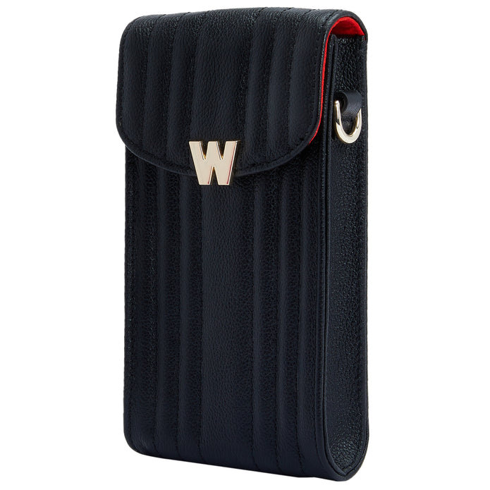 WOLF Mimi Phone Case with Wristlet Black Leather